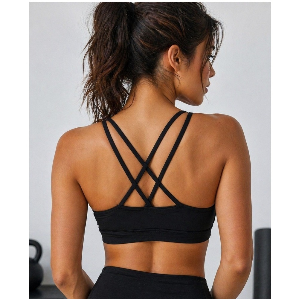 NWT ThirdLove Black Strappy Back Sports Bra Size Large Activewear Yoga Gym